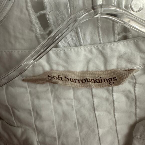 Soft Surroundings Womens Pullover Top Size L White Boho Cut Outs Flowy Henley - Picture 3 of 7